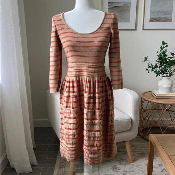 Anthropologie Knitted & Knotted Elodie Striped Sweater Dress Size Medium Fall 🍂 - Picture 1 of 17